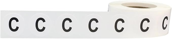Encased Letter C Inventory Labels .75 Round 500 Adhesive Stickers
