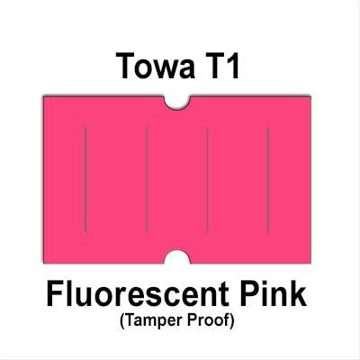 240000 Towa 1 (GS) Compatible Fluorescent Pink General Purpose Labels for Towa GS Price Guns. Full Case. with Security Cuts.