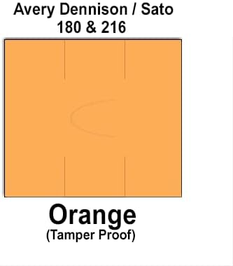 240000 Sato 1618 Compatible Orange General Purpose Labels for Avery Dennison Sato 180 and 216 Price Guns. Full Case. with Security Cuts.