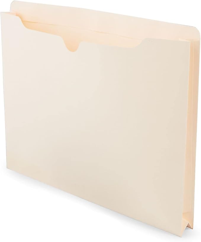 Staples File Jackets with Reinforced Tab Letter Size 1.5‑Inch Expansion Durable Manila Construction – 50/Box