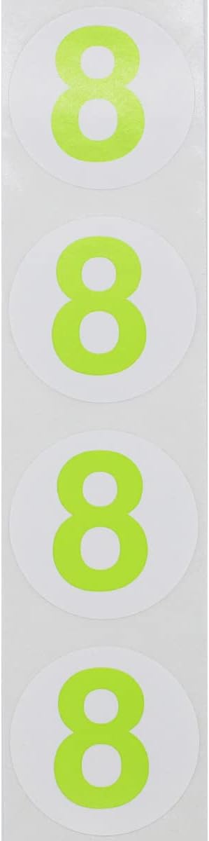 Hot Green Number 8 Circle Stickers 1.5 Inch Round Adhesive Labels 500 Stickers Per Roll for Inventory Organization Retail Classroom and More – Made in The USA