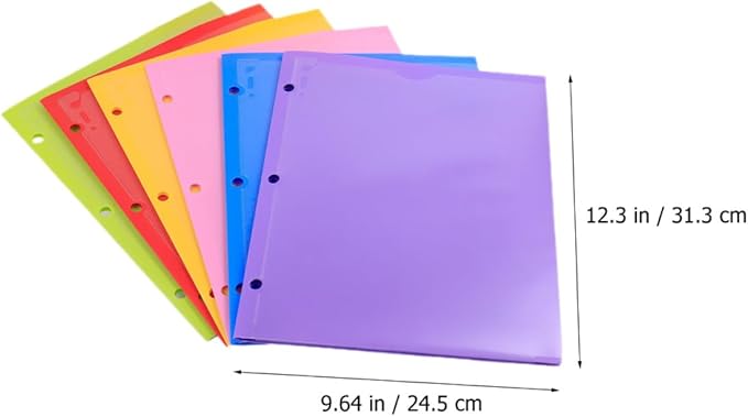 6pcs A4 Plastic File Folders with Dual Pockets Insert Assorted Colors Document Organizer for Office Filing and Document Storage Random Color