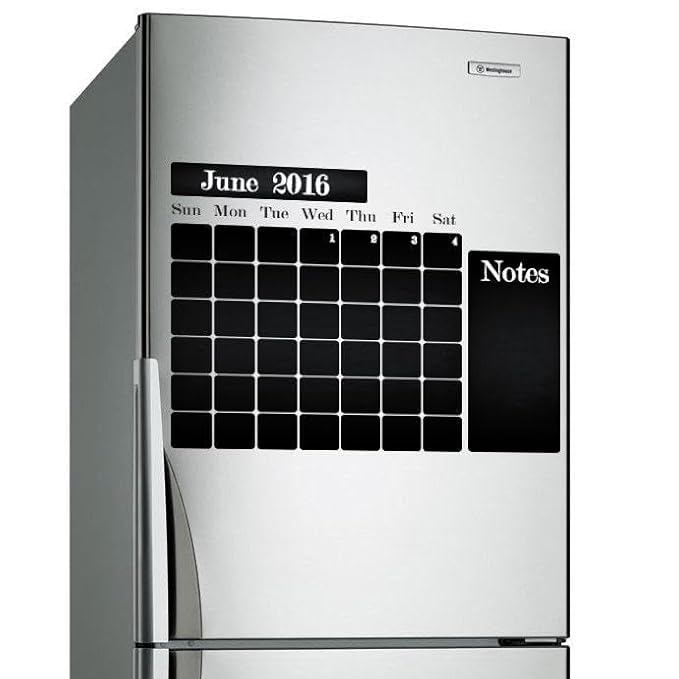 Chalkboard Wall Planner Blackboard Kitchen Sticker - Black Board Weekly Calendar Chalk Decal Monthly Week Day Meal Memo Menu Daily Organiser 110 x 83