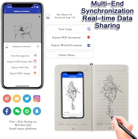 Smart Digital Pen Drawing Notebook - Real-time Sync &amp Text Conversion Perfect for Note Taking Digital Art Meetings and Effortless Sharing of Handwritten Notes.