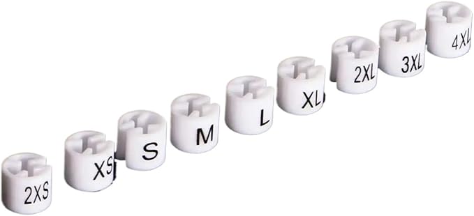 Hanger Size Markers 1000 PCS 2XS-8XL Plastic Round Shaped Hanger Size Markers with Printing Sizes Colors Assorted XS/S/M/L/XL/XXL Divider Accessories for DIY Snap Labels(WhiteMix)