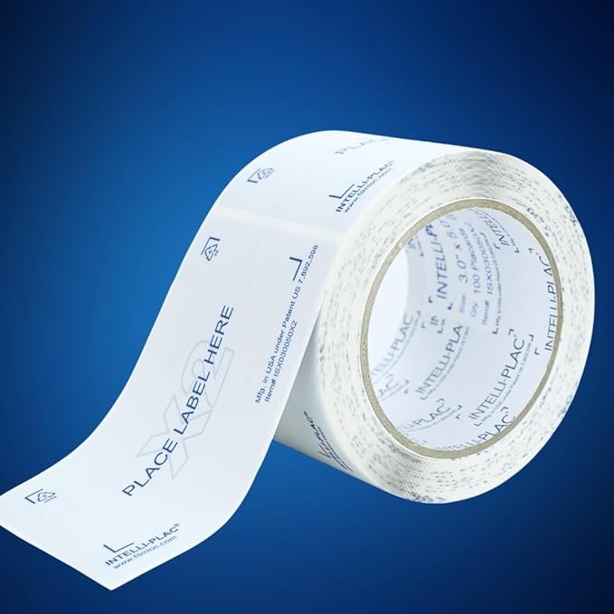 INTELLI-PLAC X2 Label Holder (1003x5) Permanent Label Holder Makes It Easy to Apply-Remove-Replace Your Labels On Bins Totes Containers. Prevent Sticky Residue &amp Messy Overlapping of Labels.