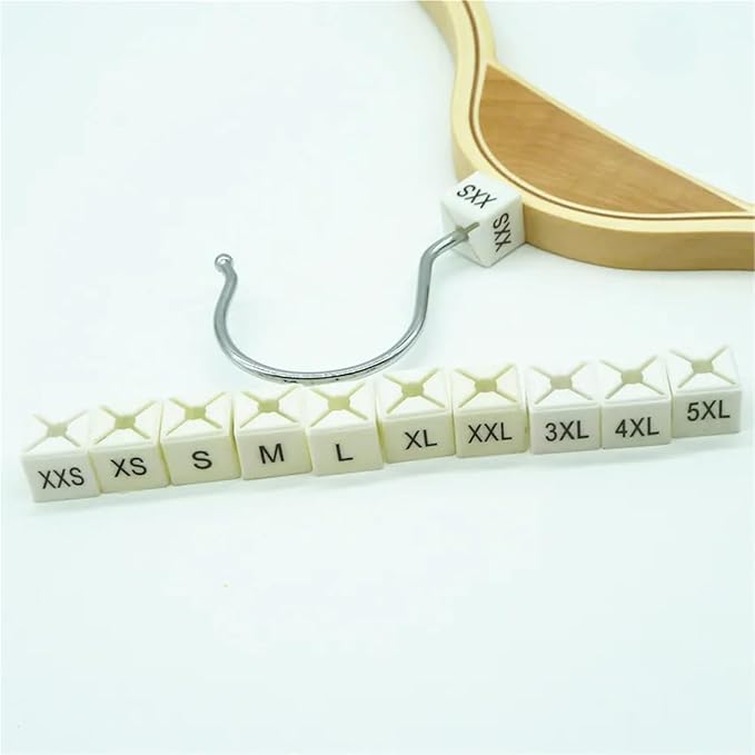 Durable 200 PCS Plastic Size Markers for Hanger Per-Printed Square Clothes Tags White Sizers Garment Clothing Coding Tag(X-Large)