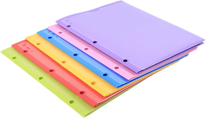 6pcs A4 Plastic File Folders with Dual Pockets Insert Assorted Colors Document Organizer for Office Filing and Document Storage Random Color