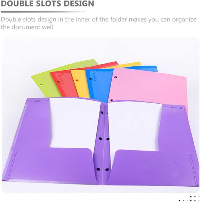 6pcs A4 Plastic File Folders with Dual Pockets Insert Assorted Colors Document Organizer for Office Filing and Document Storage Random Color
