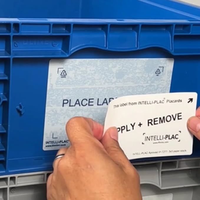 INTELLI-PLAC X2 Label Holder (1003x5) Permanent Label Holder Makes It Easy to Apply-Remove-Replace Your Labels On Bins Totes Containers. Prevent Sticky Residue &amp Messy Overlapping of Labels.