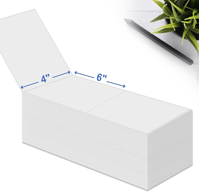 RyhamPaper 4 x 6 Fanfold Label Direct Thermal Labels - White Shipping Mailing Postage Labels Perforated Permanent Adhesive 2000 Labels Per Stack (2 Stacks - 4000 Labels)