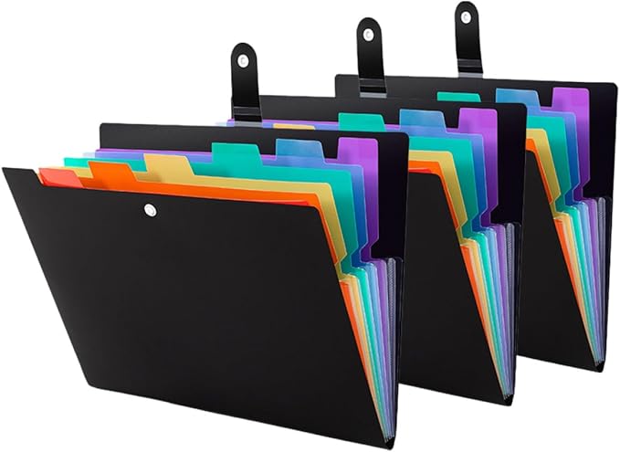 Operitacx 3 Pcs Expanding A4 File Folder Organizer Set with 7 Colored Insert Pockets Accordion Document Storage Folder for Office and School Filing