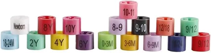 Hanger Size Marker 400PCS Clothing Sizing Colored Hanger Sizer Garment Markers-Coded Size Clips Month Number Tag Buckle for Clothing Racks Organization(12-18)