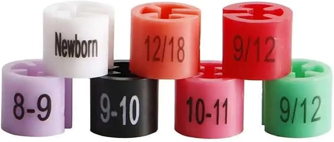 Durable 400PCS Clothing Sizing Colored Hanger Sizer Garment Markers-Coded Size Clips Month Number Tag Buckle(18-24M)
