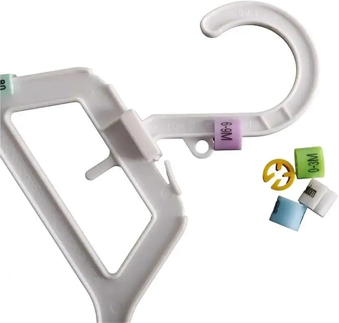 Hanger Tags 400PCS Clothing Sizing Colored Hanger Sizer Garment Markers-Coded Size Clips Month Number Tag Buckle(10Y)