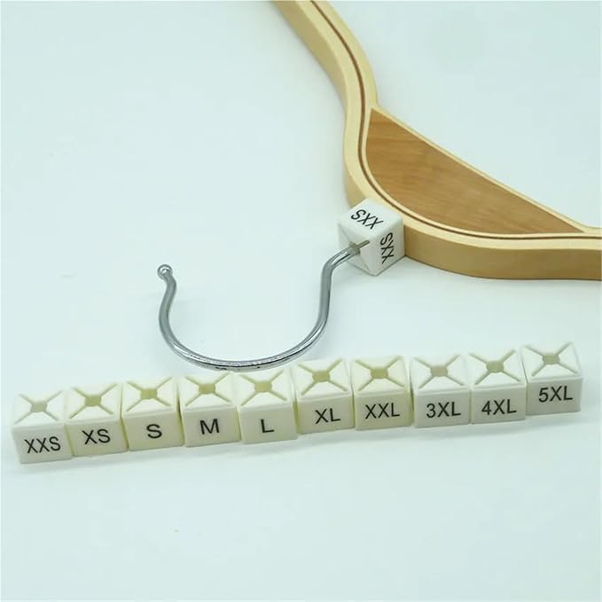 Durable 200 PCS Plastic Size Markers for Hanger Per-Printed Square Clothes Tags White Sizers Garment Clothing Coding Tag(X-Large)