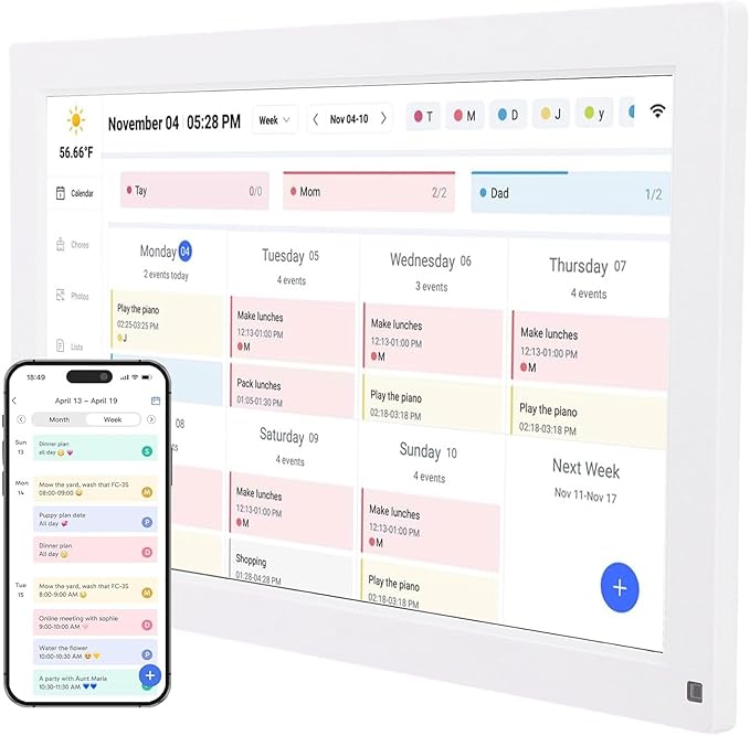 Pomya Digital Calendar 15.6 Inch Touch Screen Smart Electronic Calendar with Customizable Color and Tag for Family Schedules Meal Planner (us)