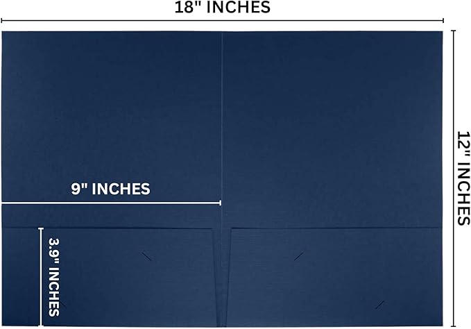 Welcome Packet Folders Dark Blue Linen Full Size with Two Pockets | 25 pk 9x12” Gold Foil Membership Church Team New Hire Visitors Business Card Insert HR Professional