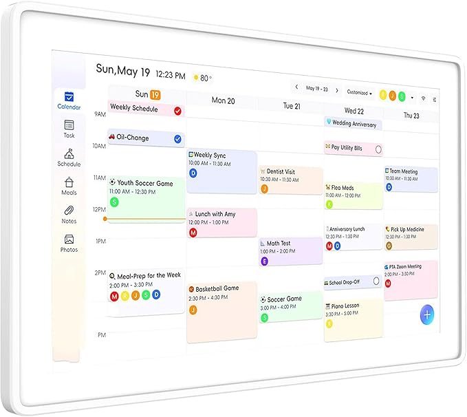 Smart Digital Calendar 15.6-inch Wall Planner &amp Family Organizer – Touchscreen Chore Chart Meal &amp Task Scheduler – Easy Wi-Fi Sync – No Subscription – Home &amp Office Display (White Frame)