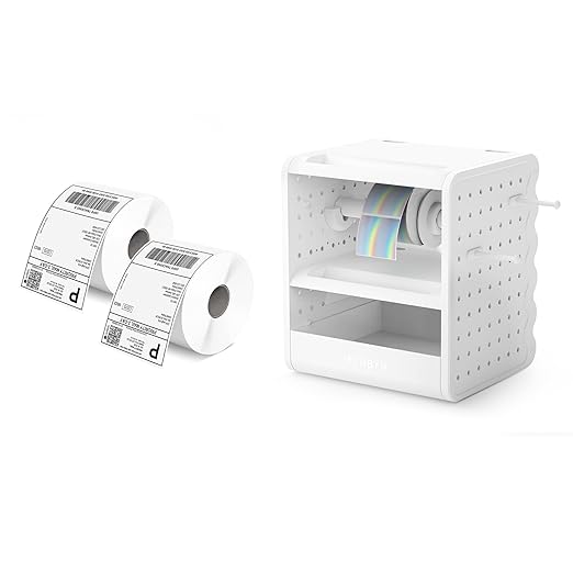 4x6 Inch Direct Thermal Labels 1000 Labels/2 Rolls(500 Pcs per Roll)+ILH03 5-in-1 Desk Organizer with Drawers Hooks