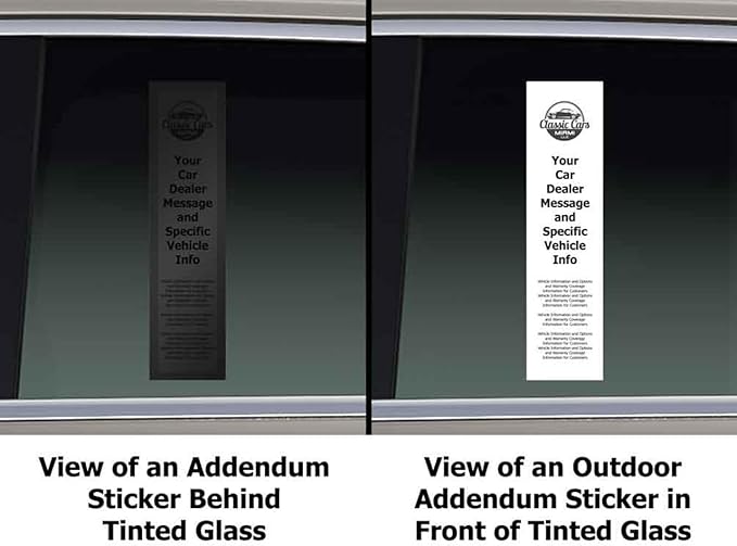 Blank Addendum Window Stickers Self Adhesive – Printable Interior Window Labels 3-1/8 X 11 in Permanent Adhesive – Plain Stock Decals for Automotive Dealership Retail Office – Pack of 250