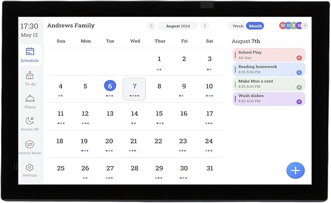 21.5 Inch Digital Calendar Electronic Chore Chart 1080P WIFI Interactive Touchscreen Smart Family Planner APP Control Digital Picture Frame Wall Mount/Desktop (Black)