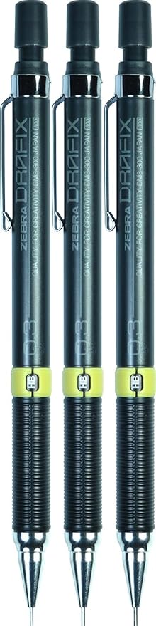 Zensations Drafix Technical Pencil 0.3mm HB #2 3 Pack Bundle Plastic Reusable Pouch