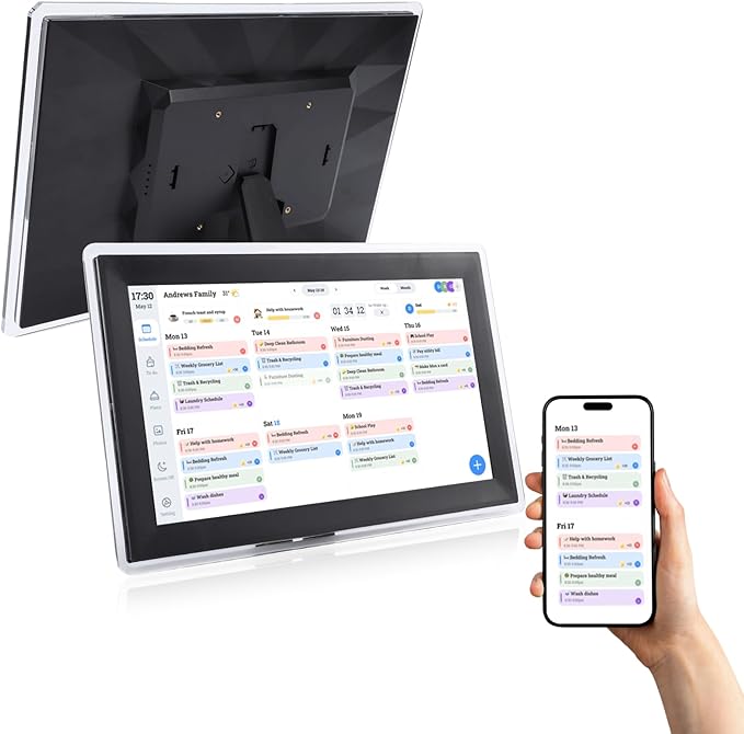 WiFi Digital Calendar 15.6 Inch Wall Planner Chore Chart Smart HD Touchscreen Interactive Display Phone App WIFI Remote Sync 32GB for Family Schedules (US)