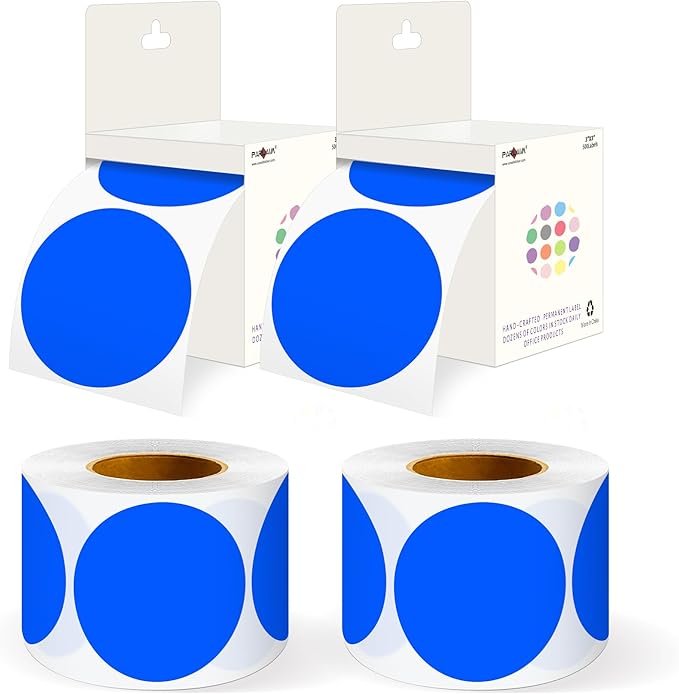 PARLAIM 3 Diameter Round Blue Color Coding Sticker 4 Rolls 2000PCS Circle Dot LabelPermanent for Inventory Box Labeling