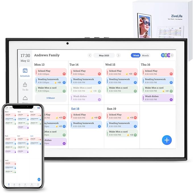 10.1 Inch Digital Calendar – HD Touchscreen Family Smart Calendar Electronic with Chore Chart &amp Meal Planner Interactive Display for Family Schedules for Wall Display