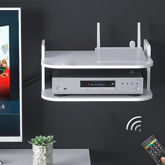 Wall Mounted Denial Drill Installation Ventilated Planner Shelf for Slide Set Exclusive with Two Layer Storage and Wire