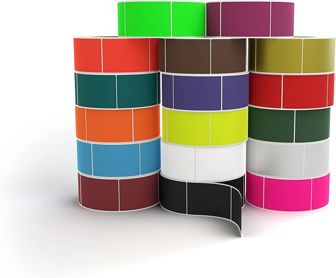 Kenco Color Coding 3 X 5 Rectangle Labels Inventory Control Stickers 500 Labels Per Roll Made in The USA (12 Pack Mix-n-Match)