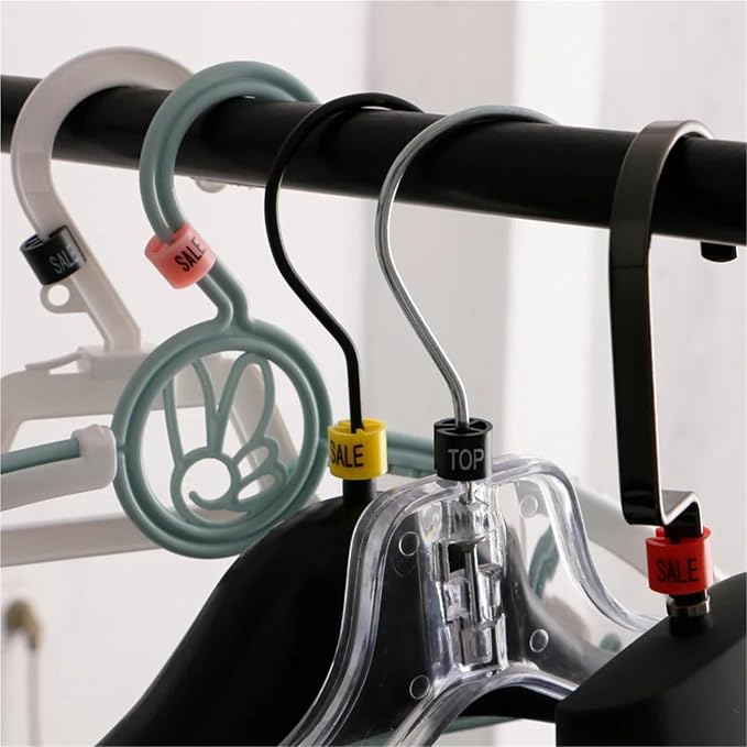 Clothes Hanger Markers 400PCS Colored Size Marker for Clothes Hanger Sizer Garment Sequential Numbers Plastic Snap Clip Rings(130)