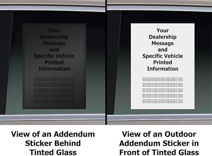 Blank Addendum Window Stickers Self Adhesive – Printable Interior Window Labels 3-1/8 X 11 in Permanent Adhesive – Plain Stock Decals for Automotive Dealership Retail Office – Pack of 250