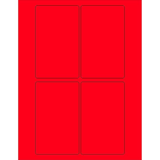 Tape Logic Aviditi Tape Logic 3 x 5 Fluorescent Red Shipping Address Labels for Laser &amp Inkjet Printers Permanent Adhesive 8 1/2 x 11 Sheet 4 Labels Per Sheet 100 Sheets