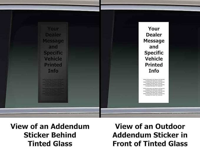 Blank Addendum Window Stickers Self Adhesive – Printable Interior Window Labels 3-1/8 X 11 in Permanent Adhesive – Plain Stock Decals for Automotive Dealership Retail Office – Pack of 250