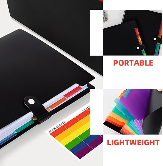 3pcs Expanding File Folder Organizer Set A4 Multi-Layer Portable Accordion Document Organizer with 7 Colored Insert Pockets for Office and School Filing