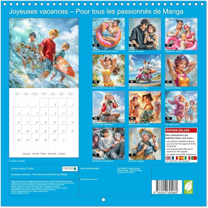 Joyeuses vacances – Pour tous les passionnés de Manga (Calendrier mural carré 2026 30 x 60 cm (ouvert)) Calendrier double avec une page pour vos prises de notes