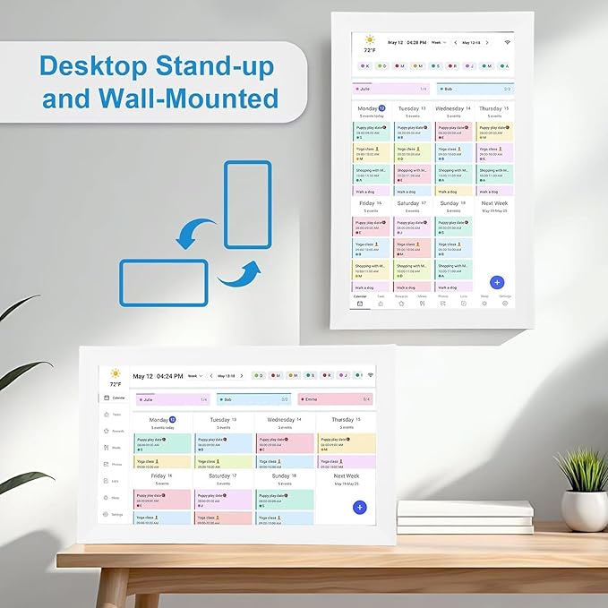 15.6 inch Wall Planner Digital Calendar &amp Chore Chart Smart Digital Photo Frame Vivid Hd Touchscreen for Family Schedules Calendar (US Plug)