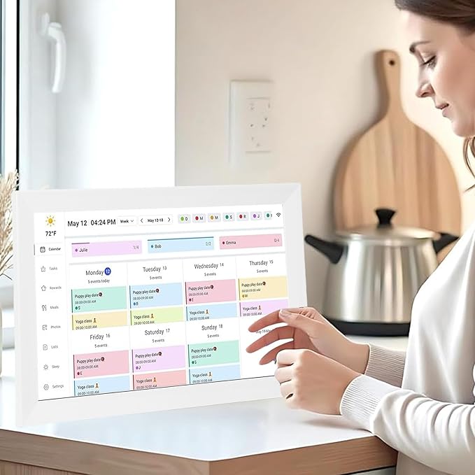 15.6 inch Wall Planner Digital Calendar &amp Chore Chart Smart Digital Photo Frame Vivid Hd Touchscreen for Family Schedules Calendar (US Plug)