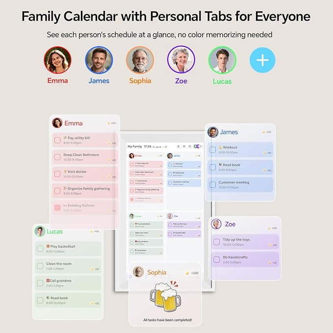 Digital Calendar 15.6-Inch Smart Calendar For Wall With WiFi Chore Chart/Meal Planner AI Repair &amp Voice Control Wall Planner Touchscreen Display for Family Schedules No subscription fees