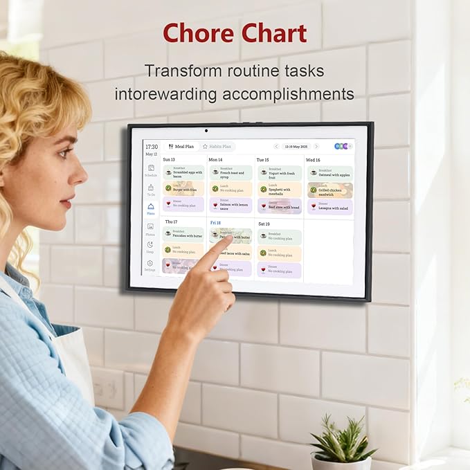 10.1 Inch Digital Calendar – HD Touchscreen Family Smart Calendar Electronic with Chore Chart &amp Meal Planner Interactive Display for Family Schedules for Wall Display