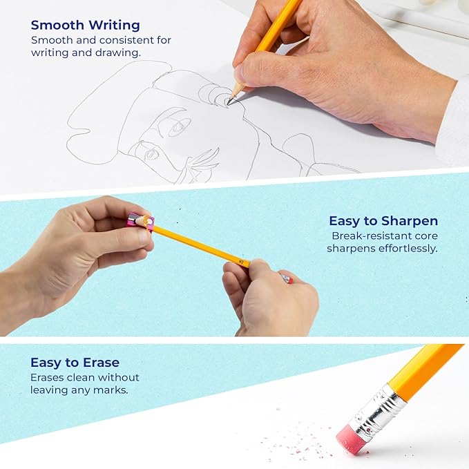 Rosmonde Pencils Bulk 600 Pack Pre Sharpened #2 Bulk Yellow Pencils Easy Hold Grip With Earsers On Top #2 HB Sharpened Bulk Supplies for School Districts Classrooms &amp Colleges