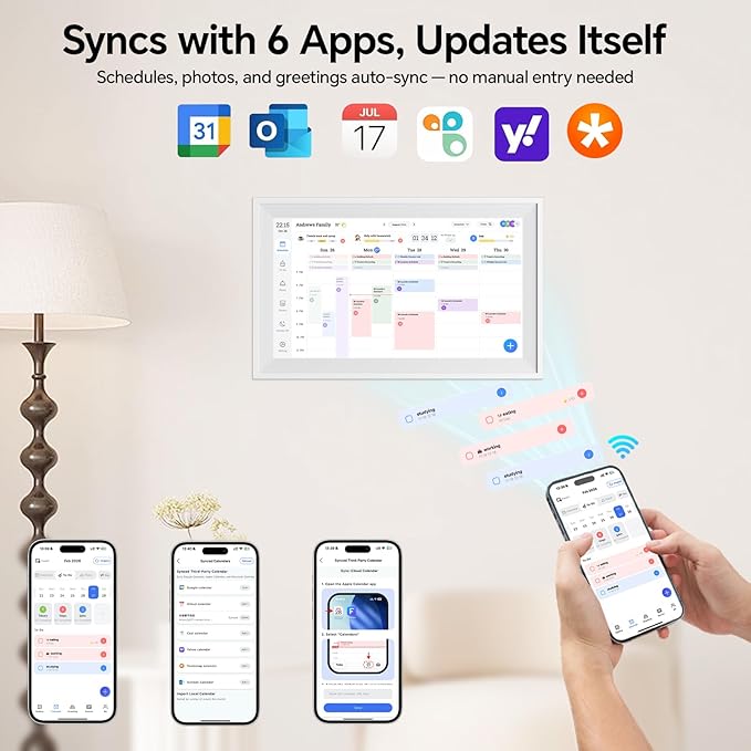 Digital Calendar 15.6-Inch Smart Calendar For Wall With WiFi Chore Chart/Meal Planner AI Repair &amp Voice Control Wall Planner Touchscreen Display for Family Schedules No subscription fees