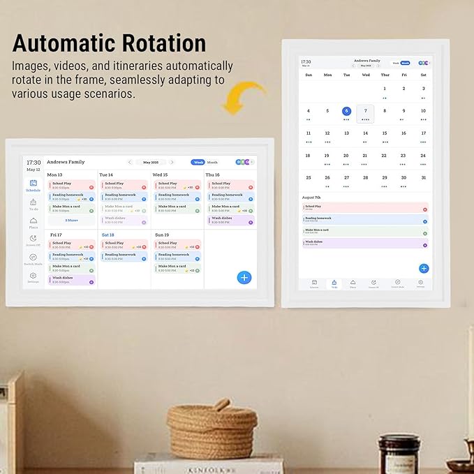 Bewinner 15.6 Inch Wall Planner Digital Calendar &amp Chore Chart Wall Calendars with APP Smart Touchscreen Interactive Display for Family Schedules Electronic Picture Frame Share (US Plug 100-240