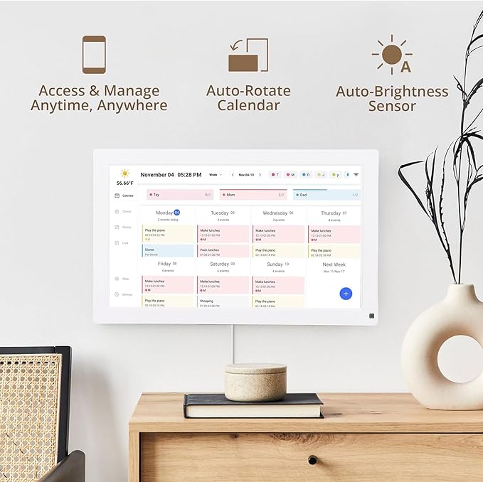 Pomya Digital Calendar 15.6 Inch Touch Screen Smart Electronic Calendar with Customizable Color and Tag for Family Schedules Meal Planner (us)