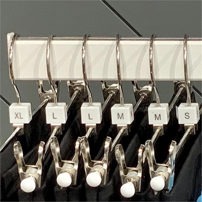 Durable 200 PCS Plastic Size Markers for Hanger Per-Printed Square Clothes Tags White Sizers Garment Clothing Coding Tag(X-Large)