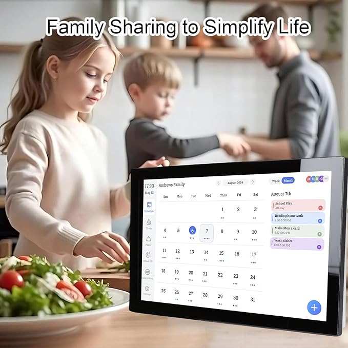 21.5 Inch Digital Calendar Electronic Chore Chart 1080P WIFI Interactive Touchscreen Smart Family Planner APP Control Digital Picture Frame Wall Mount/Desktop (Black)