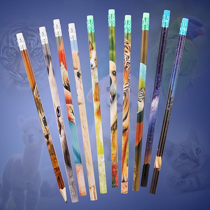 Kolewo4ever 200 Pieces Animal Pencils Galaxy Sky Pencils Alpaca Tiger Flamingo Natural Animal Pencils for Teachers Classrooms Reward Party Supplie SchoolLearning Activities (200)
