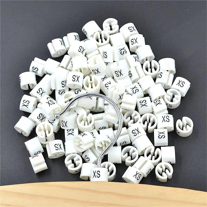 Durable 400pcs Colored Hanger Sizer Circle Garment Markers XXS-5XL Plastic Size Marker Clips Tags Gift Clothes Snap On(XL Green)